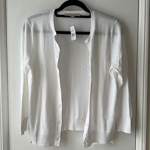 LOFT White Cardigan • Light Weight Button-Up • Size S